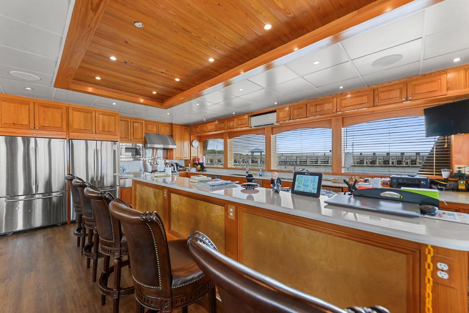 Main deck kitchen and bar seating
